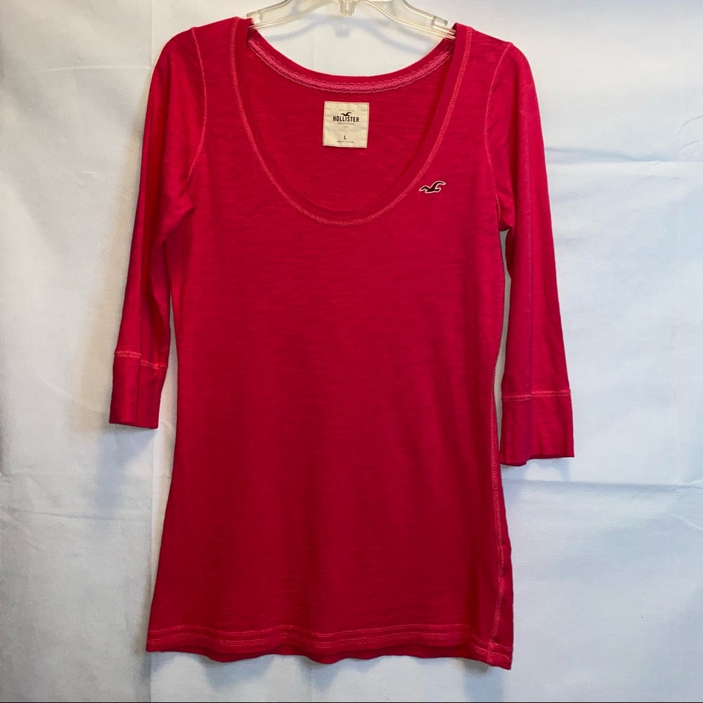 Hollister - Hot Pink 3/4 Length Sleeve top - Large